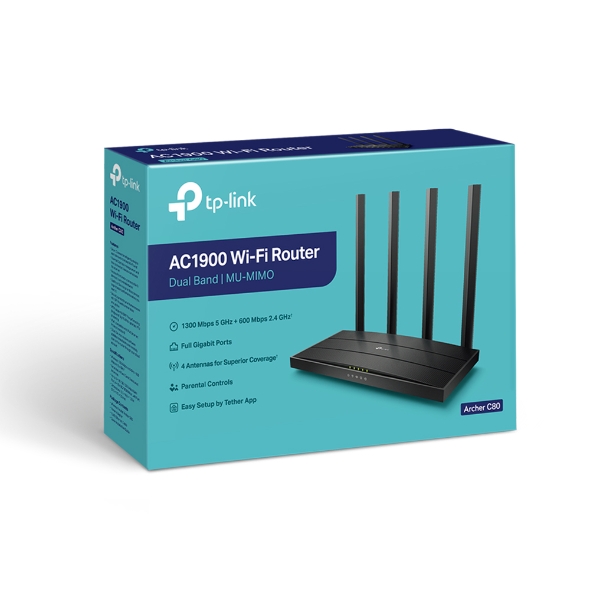 ROUTER 4 P+WIFI DUAL BAND (ARCHER C80 AC1900)  4 ANTENAS WIRELESS  - TP-LINK
(8873)